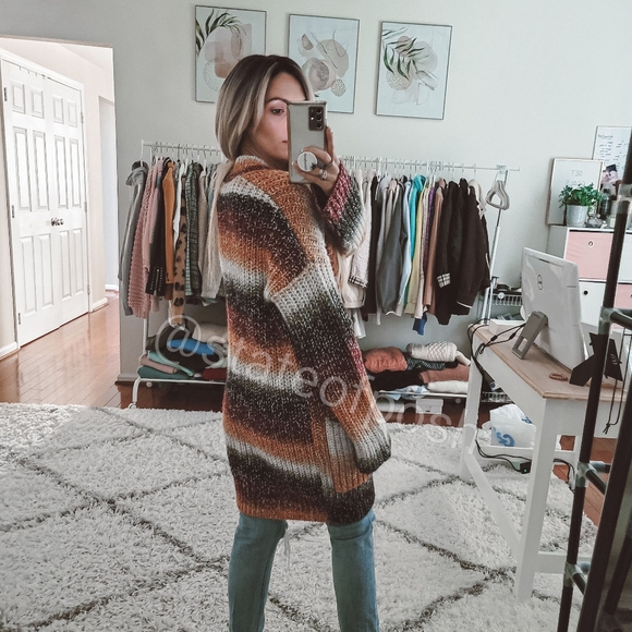 Express multicolor open sweater long cardigan - Picture 5 of 9